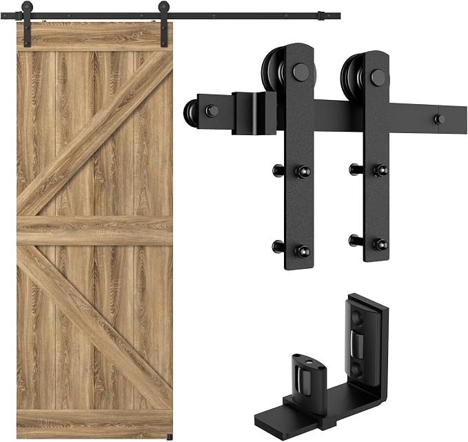 Blakes of Belgravia 6FT Sliding Barn Door Hardware Kit, Wall-Mounted Splicing Track Rail with Adjustable U-Shaped Floor Guide, Sliding Door Fitting Set